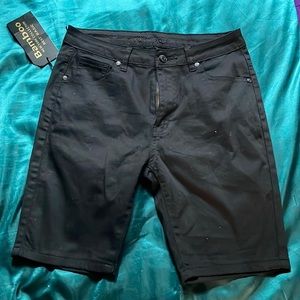 Black jean biker shorts